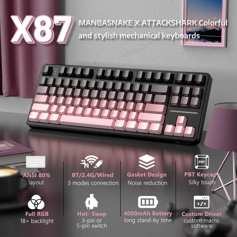 ATTACK SHARK X87 Tri-mode Blackberry 2