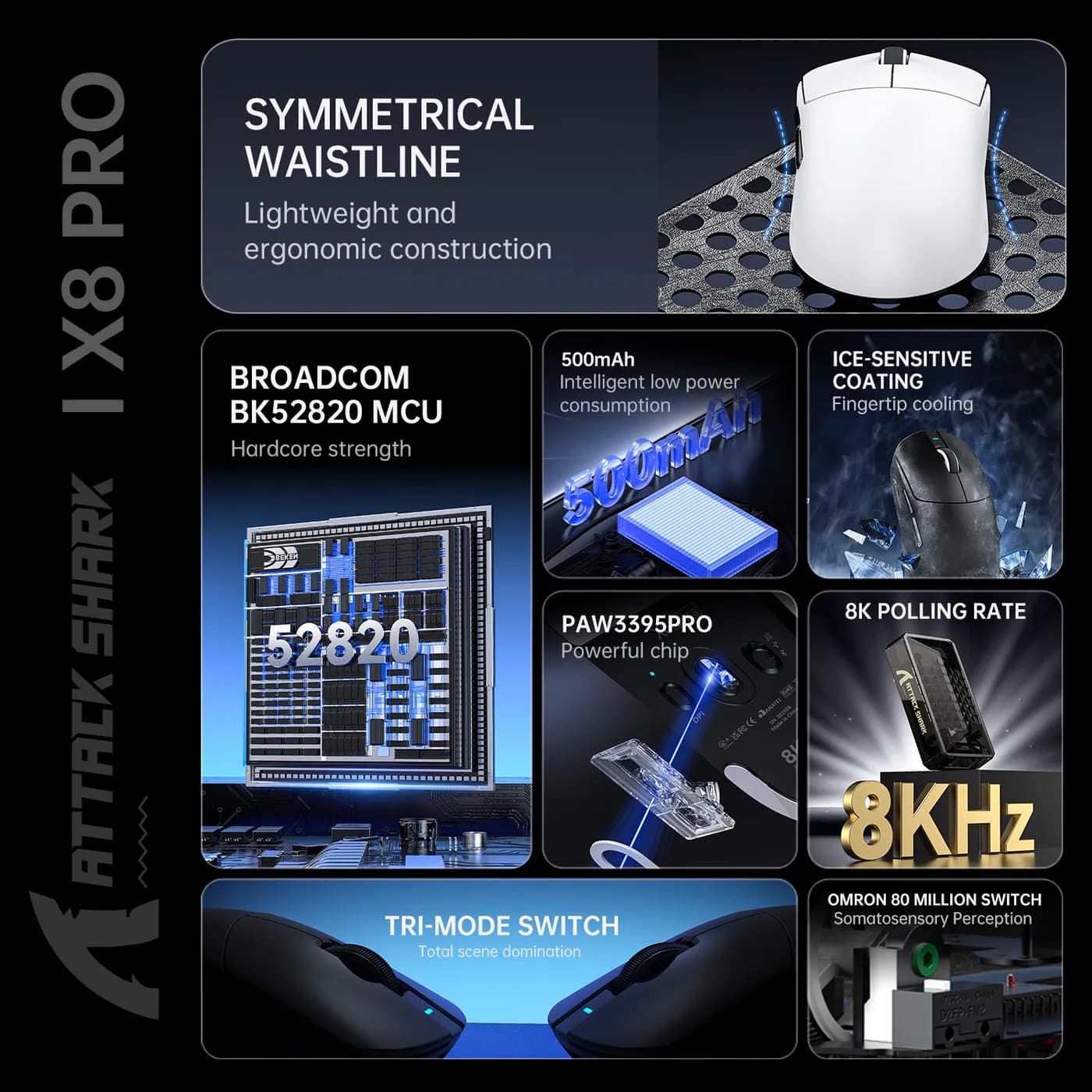 Attack Shark X8 PRO Wireless White 3