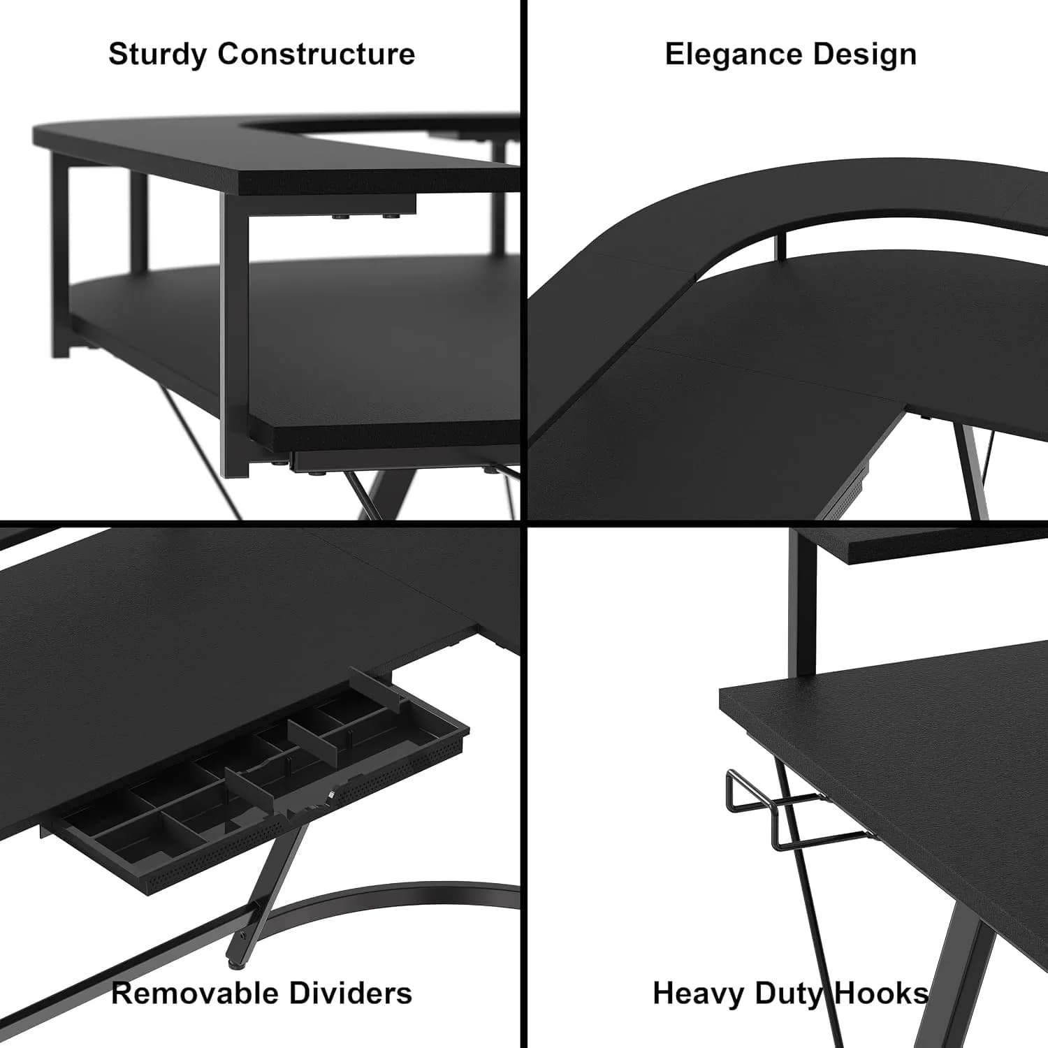 SHW L Shaped 130x130 cm Gaming Desk 4