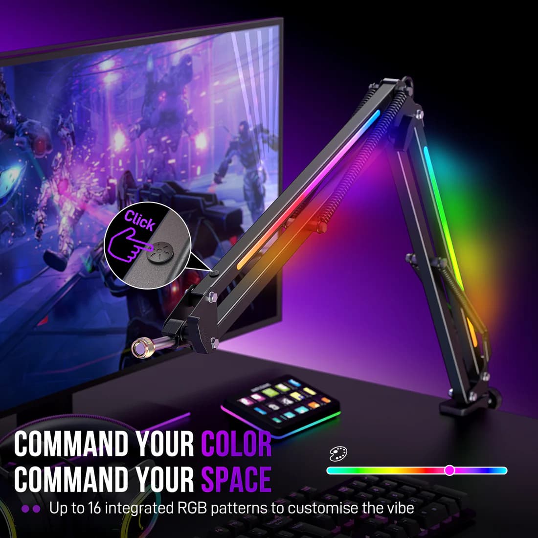 FIFINE AmpliGame BM38 RGB Microphone Boom Arm Stand 2