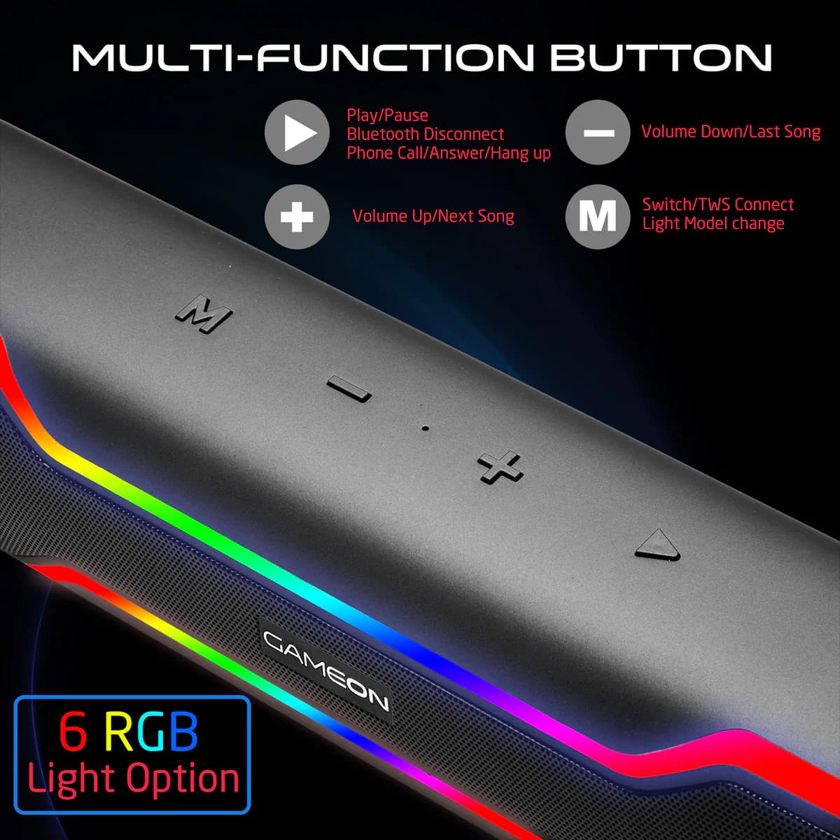 GAMEON Dominator Blaze Wireless RGB Gaming Soundbar 4
