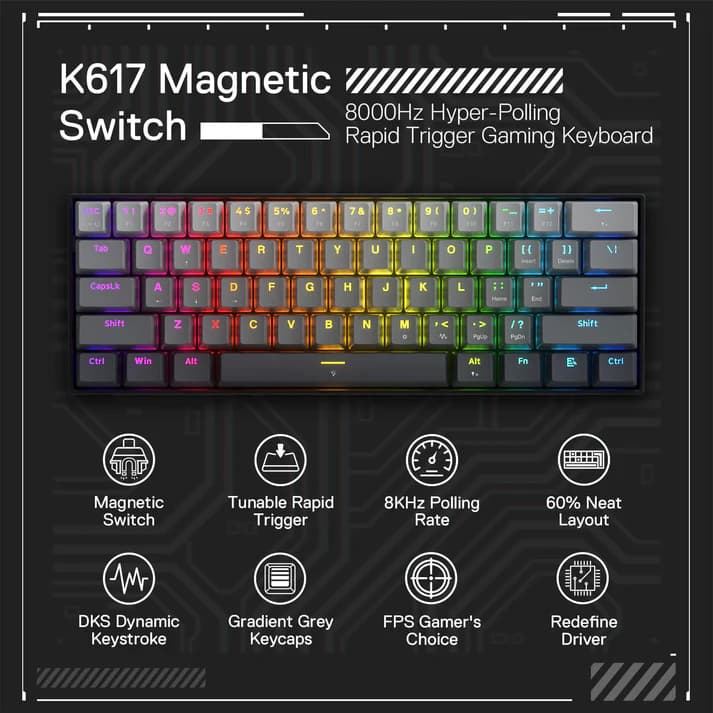 Redragon FIZZ K617GGB Magnetic + Hall Effect Switches 2