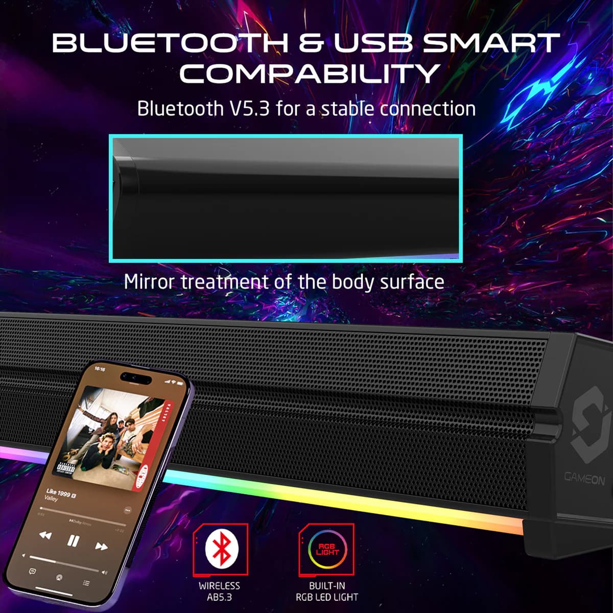 GAMEON SonicStorm X Wireless RGB Gaming Soundbar 4