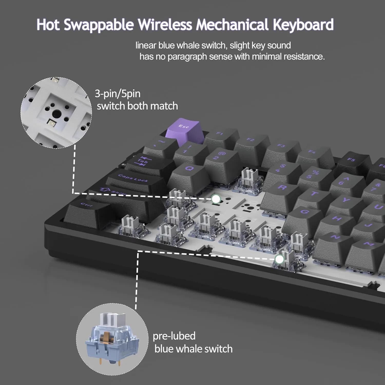 MageGee Light100 Wireless Dark Blue Purple 4