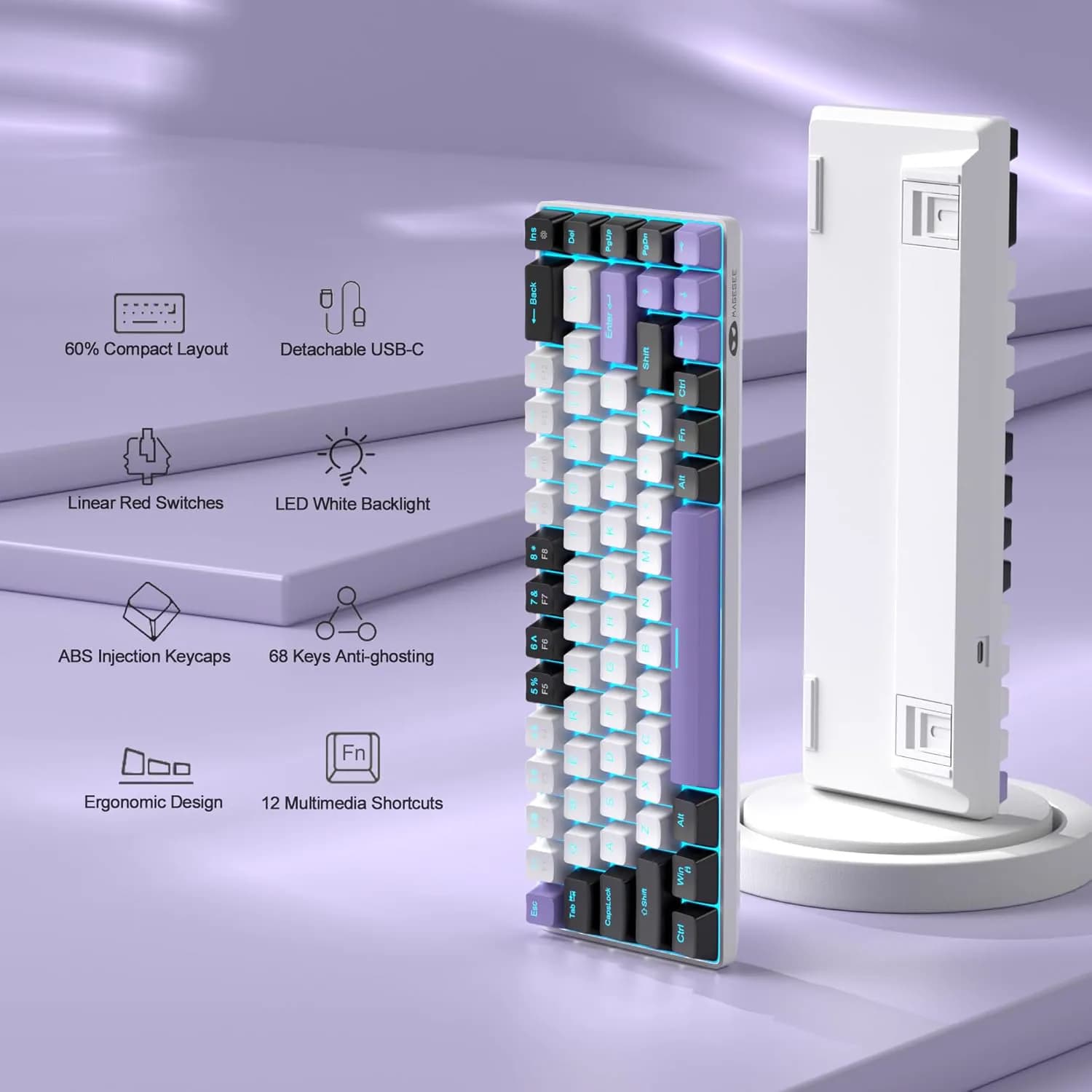 Magegee MK-Box White Black & Purple Wired 3