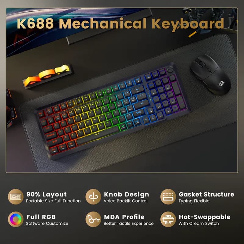 Redragon BRAGI PRO K688GB-RGB-PRO Wireless 4