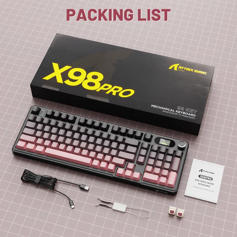ATTACK SHARK X98PRO Wireless Black BERRY 6