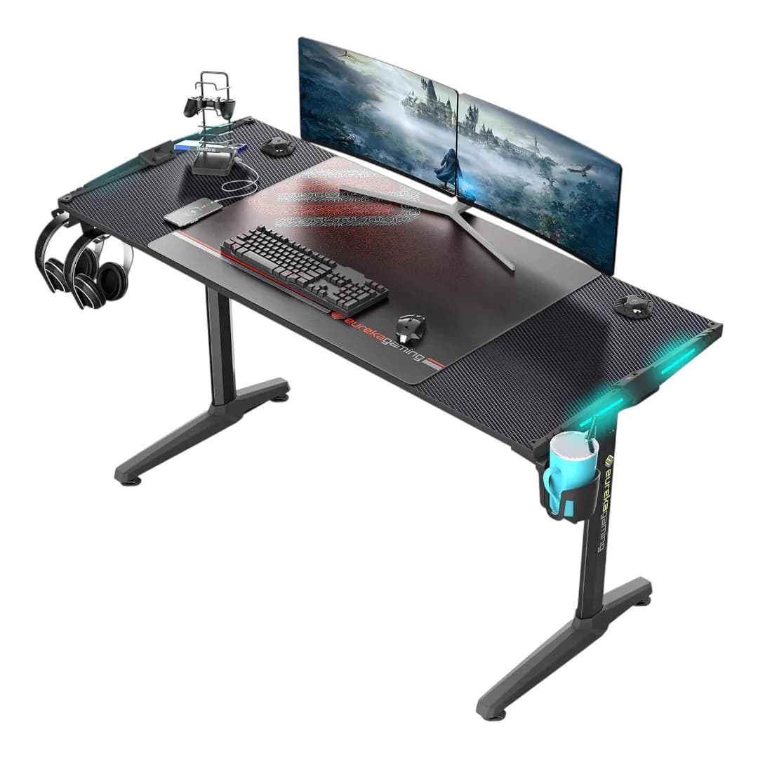 EUREKA ERGONOMIC ERK-GIP-55B 55-Inch RGB LED Gaming Desk 1