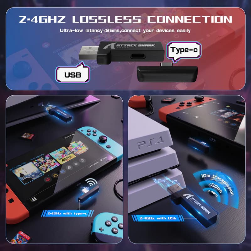 Attack Shark L60 Ultra-Light Tri-Mode Black 6