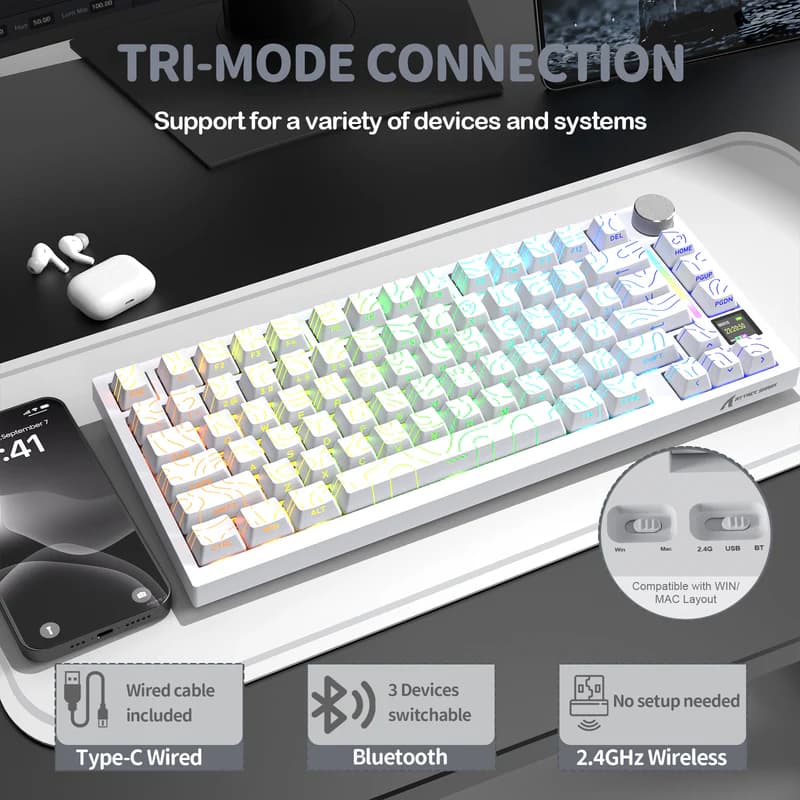 Attack Shark X820 Ultra Wirless White Contours 3