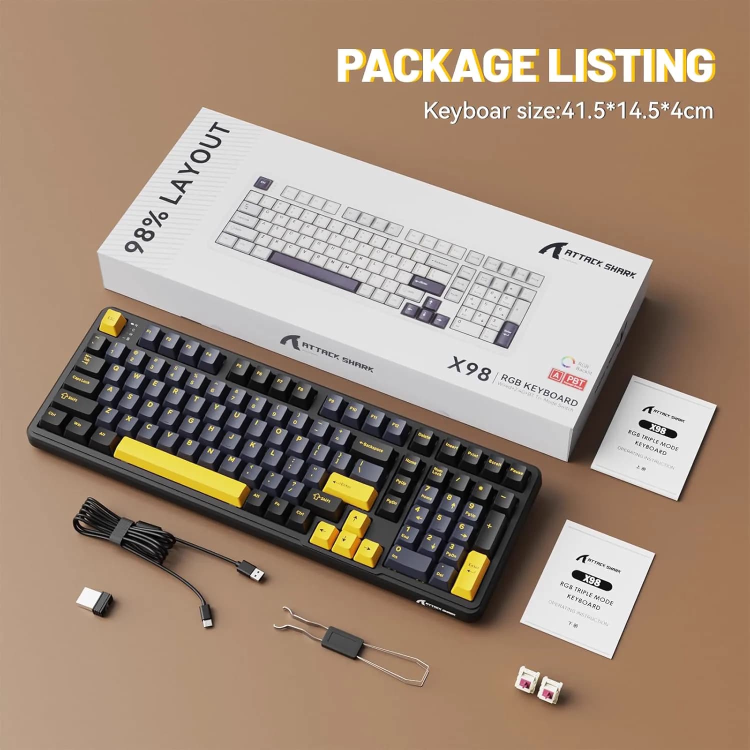 ATTACK SHARK X98 Wireless Star Yellow 5