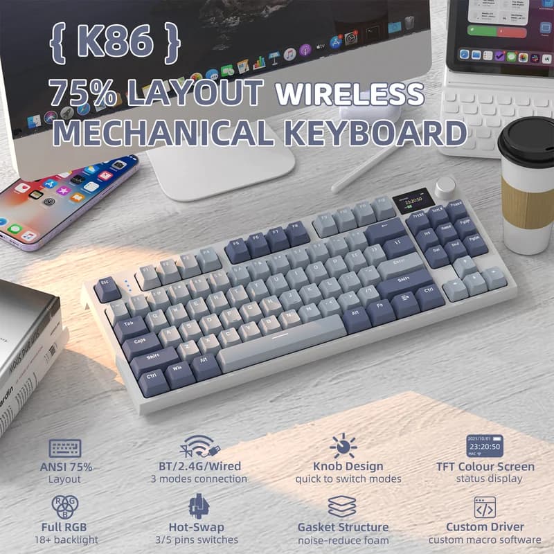 Attack Shark K86 Lavender Blue Wireless 2