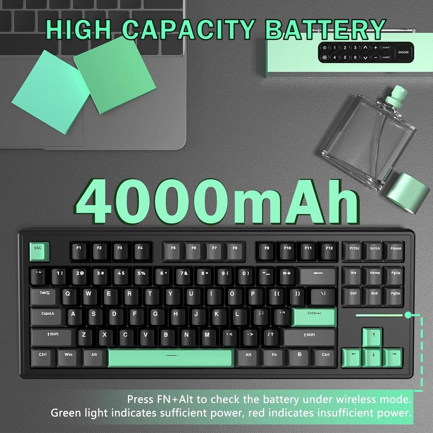 ATTACK SHARK M87 PRO V2 Tri-Mode Black + Green 5