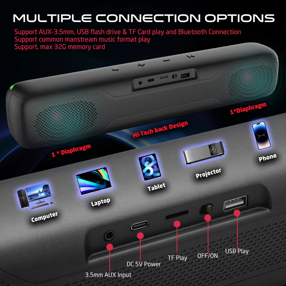 GAMEON Dominator Blaze Wireless RGB Gaming Soundbar 5
