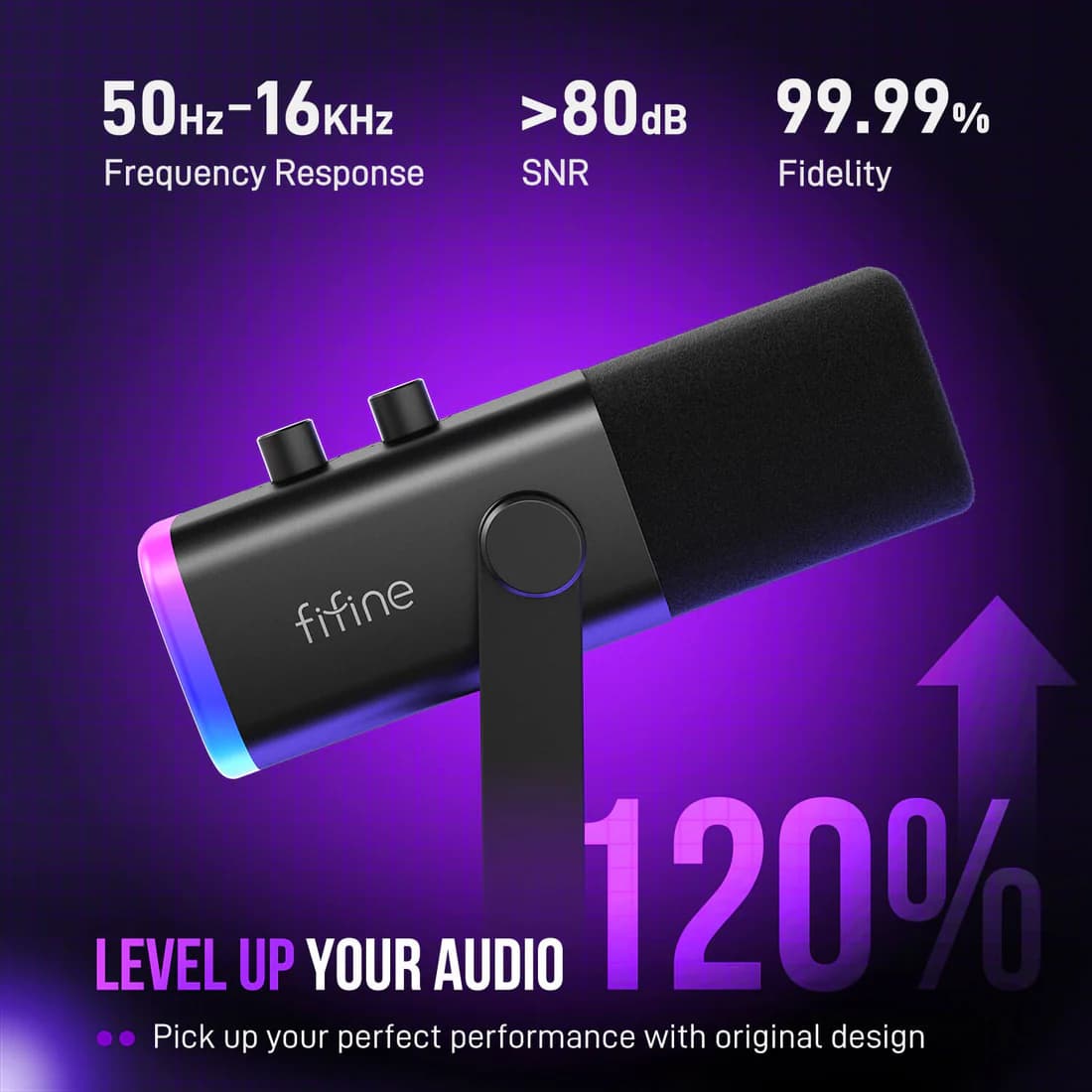 FIFINE AmpliGame AM8 USB/XLR Dynamic with RGB 3