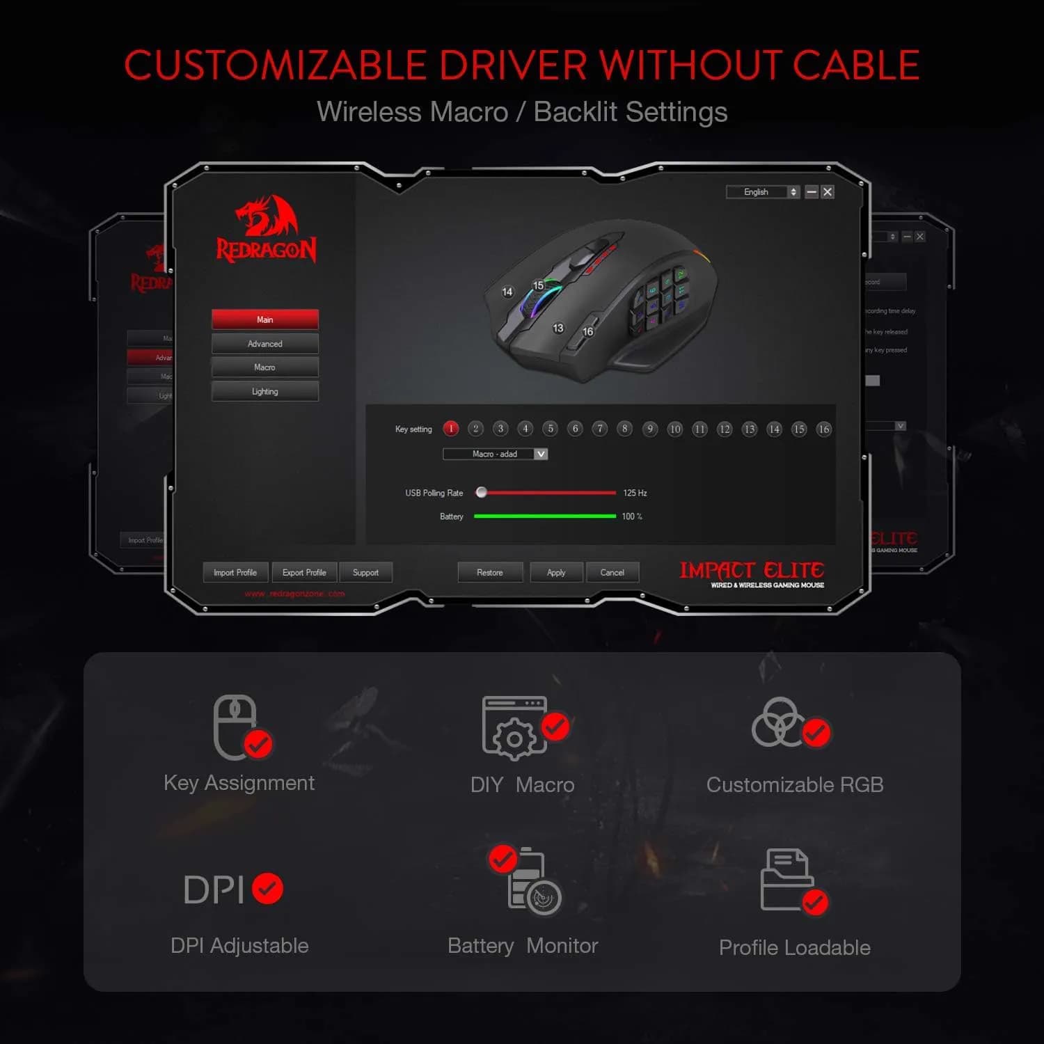 Redragon M913 Impact Elite Wireless Black 4