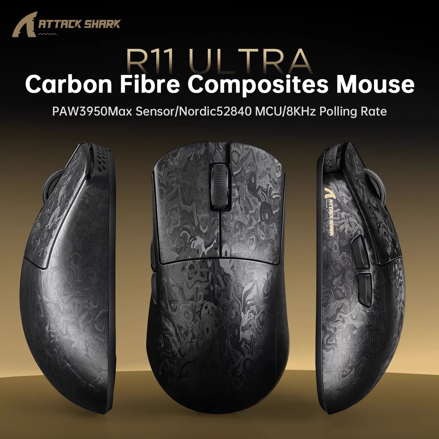 Attack Shark R11 ULTRA Forged Black Wireless 8K 3