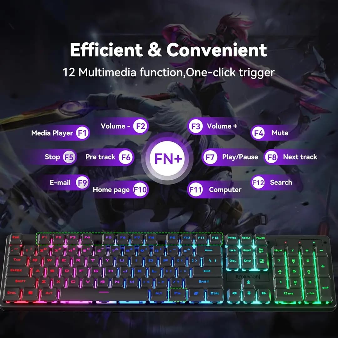 Redragon S107KS RGB Wireless Keyboard and Mouse 4