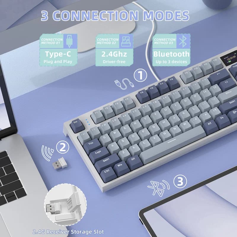 Attack Shark K86 Lavender Blue Wireless 4