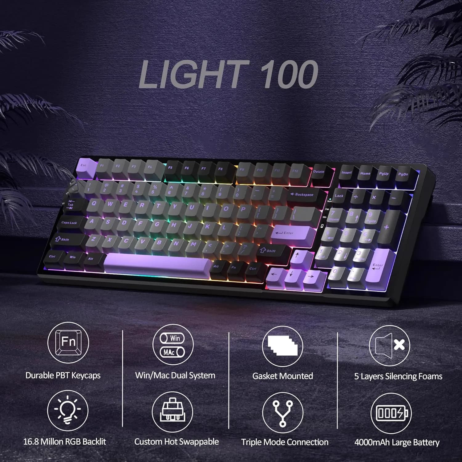 MageGee Light100 Wireless Dark Blue Purple 3