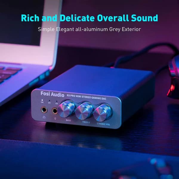 Fosi Audio K5 Pro Gaming DAC Headphone Amplifier 4