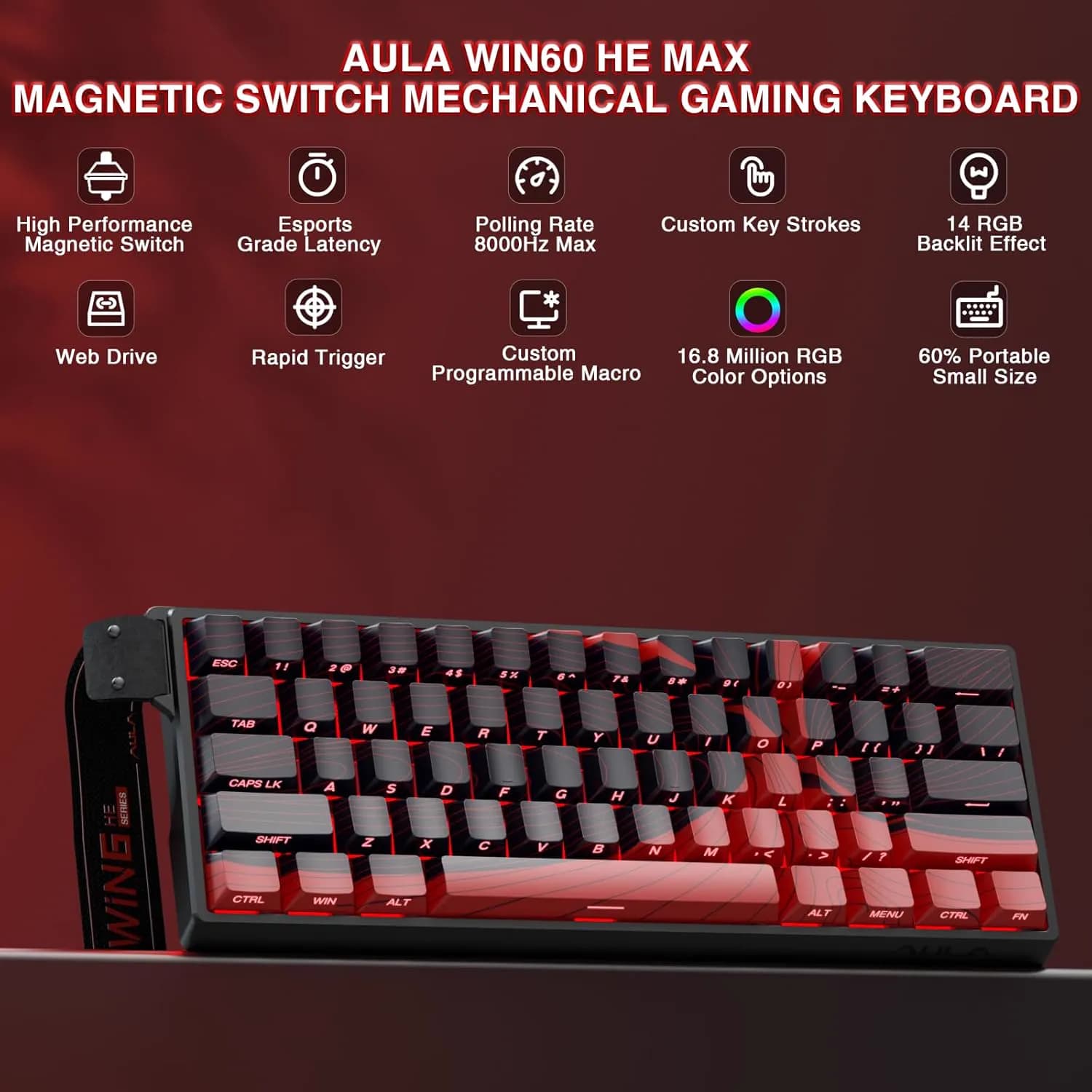 AULA WIN60 HE MAX Series Black & Red 2