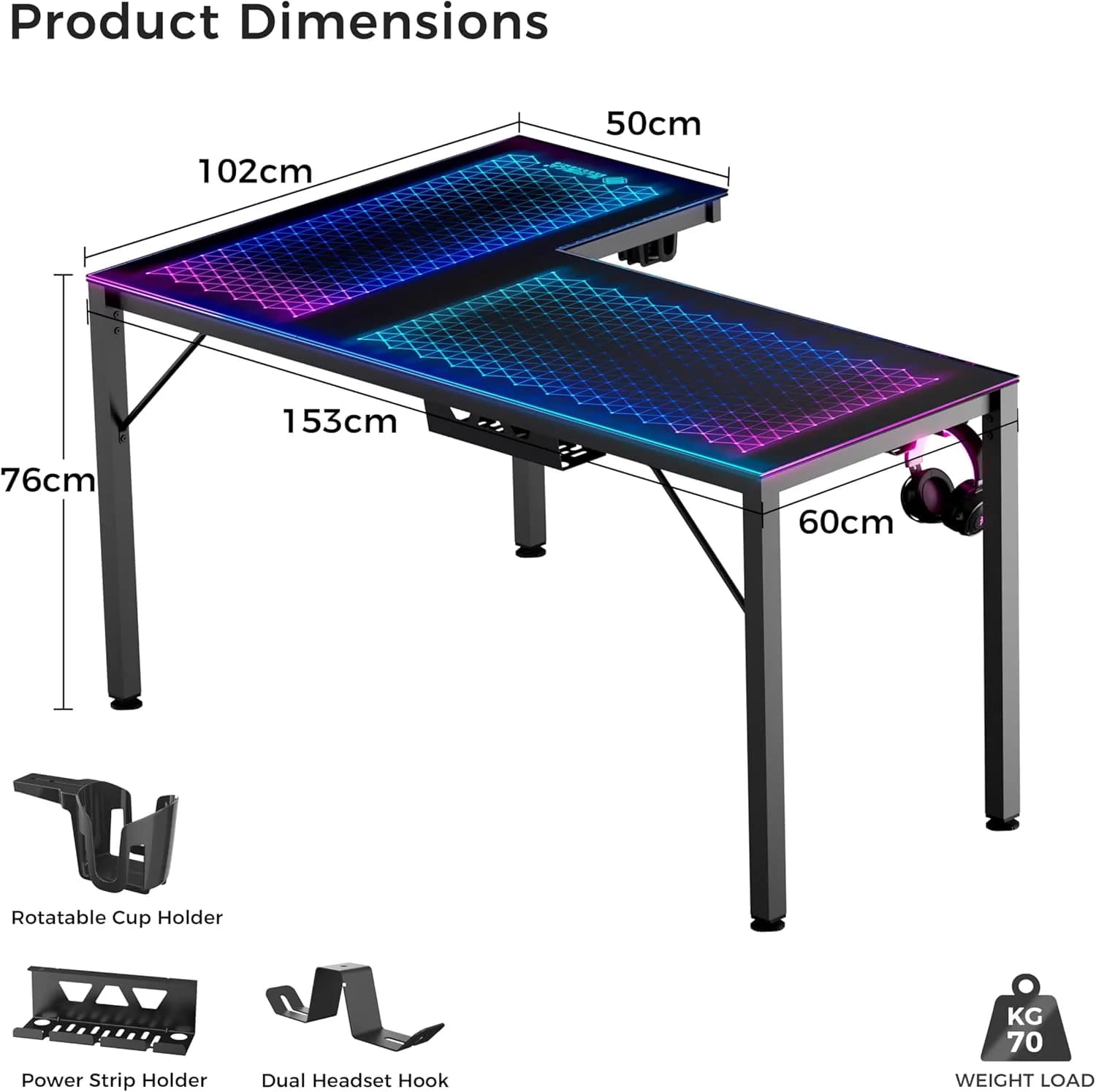 Eureka Ergonomic GD-L60R 60 Inch 3