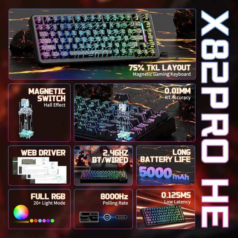 ATTACK SHARK X82PRO HE Black Contours Wireless 2