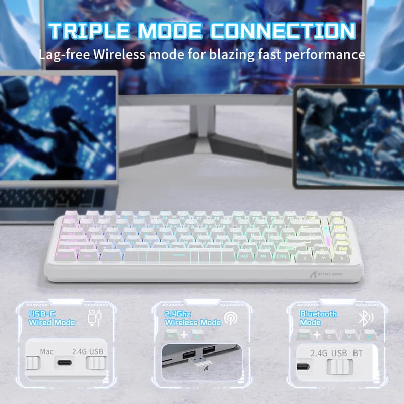 Attack Shark X82PRO HE White Contours Wireless 4