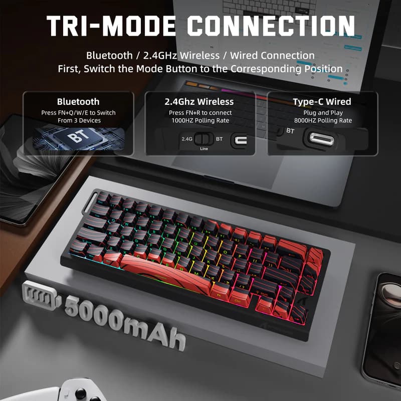 Attack Shark X68PRO HE Red Wireless 3