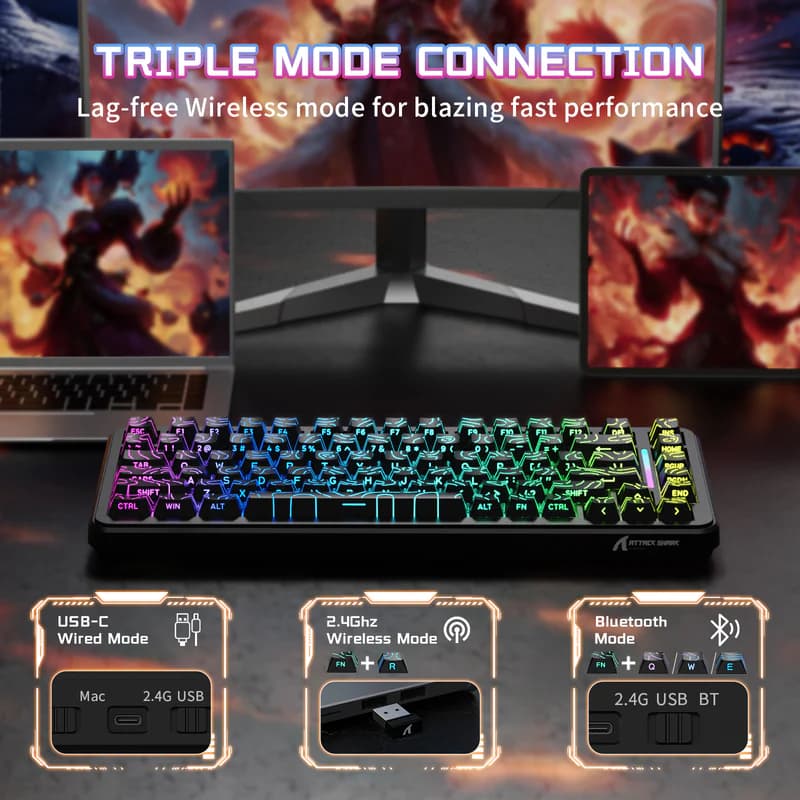 ATTACK SHARK X82PRO HE Black Contours Wireless 4
