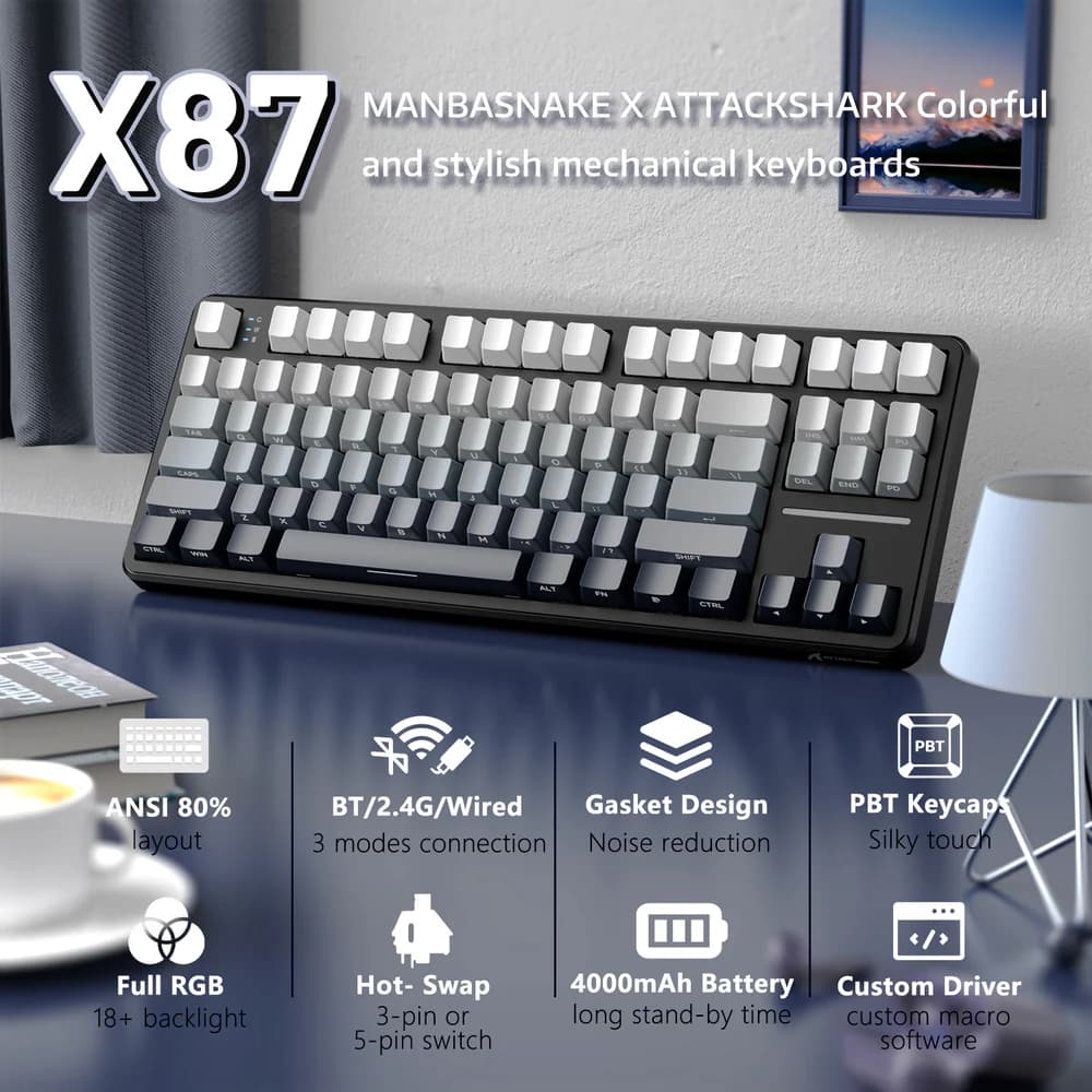ATTACK SHARK X87 Tri-mode Moonlight 2