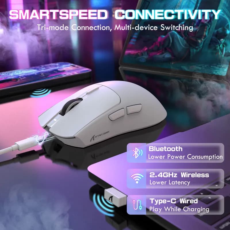 Attack Shark X1 Tri-Mode White 3