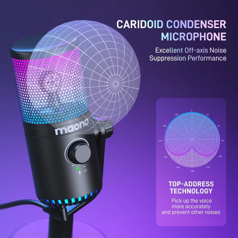 MAONO DM30 RGB Gaming USB Internet Microphone 4