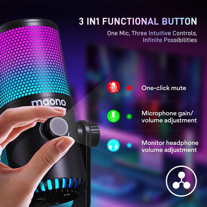 MAONO DM30 RGB Gaming USB Internet Microphone 2