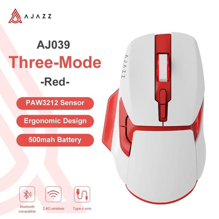 AJAZZ AJ039 Tri-Mode Wireless White Red 3