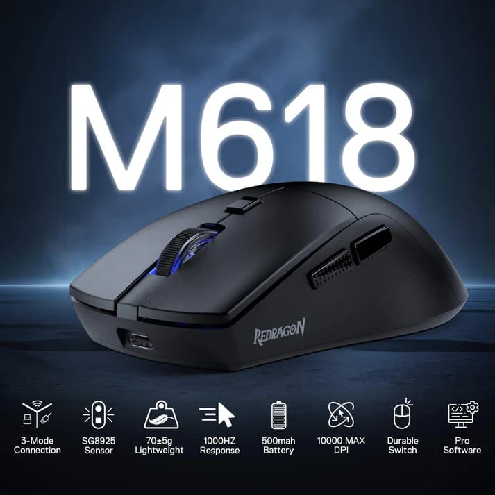 Redragon M618 LIT Wireless Black 3